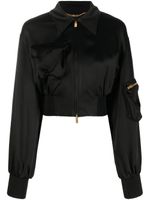 Blumarine veste bomber crop à fini satiné - Noir - thumbnail