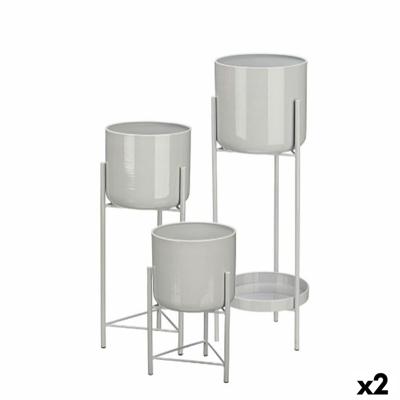 Plantenbakkenset Gift Decor Grijs Ijzer 3 Onderdelen (2 Stuks)
