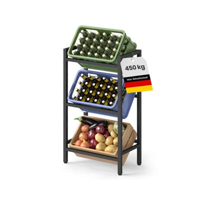 Flessenrek met krattenhouder, diepzwart / 3 niveaus
