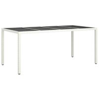 vidaXL Tuintafel 190x90x75 cm gehard glas en poly rattan wit