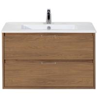 Porto Badmeubelset 90 cm - Honey - Keramische Wastafel Wit Slim