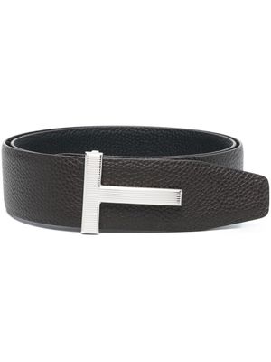 TOM FORD ceinture en cuir à plaque logo - Marron