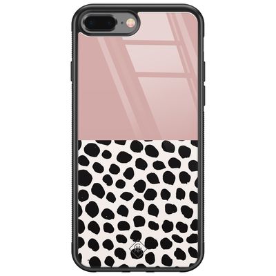 iPhone 8 Plus/7 Plus glazen hardcase - Pink dots iPhone 8 Plus/7 Plus glazen hardcase - Pink dots