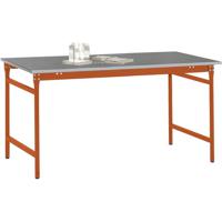 Manuflex BB3004.2001 Bijzettafel basis stationair met staalbeslag schijf in roodoranje RAL 2001, bxdxh: 750 x 500 x 780 mm Rood-oranje (RAL 2001) - thumbnail