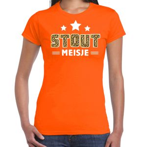 Verkleed t-shirt voor dames - Stout meisje - oranje - carnaval/themafeest