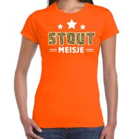 Verkleed t-shirt voor dames - Stout meisje - oranje - carnaval/themafeest