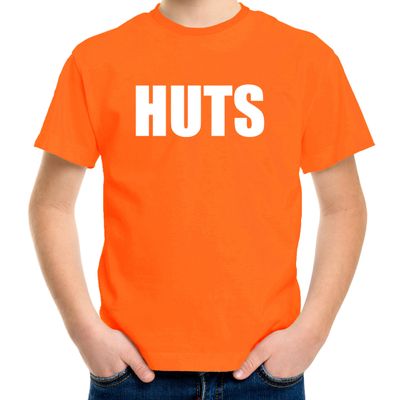 HUTS tekst t-shirt oranje voor kids