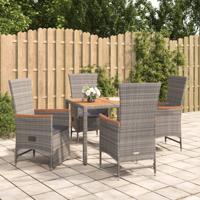 5-delige Tuinset met kussens poly rattan grijs