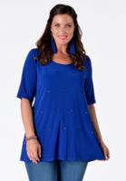 Yoek Tuniek flare strass | Blauw | Maat Plus