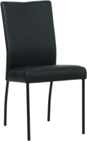 Zwarte leren moderne eetkamerstoel Comfort - poot rond zwart - Toledo Leer Nero (zwart leer)