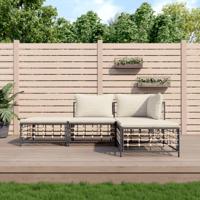4-delige Loungeset met kussens poly rattan antracietkleurig