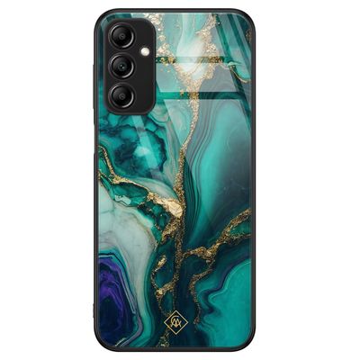 Samsung Galaxy A14 glazen hardcase - Marmer groen goud