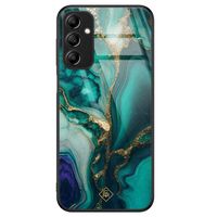 Samsung Galaxy A14 glazen hardcase - Marmer groen goud