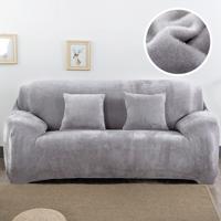 Pluche stof sofa cover dikke zachte bank elastische sofa covers niet omvatten kussensloop specificatie: 2 seat 145-185cm (grijs)