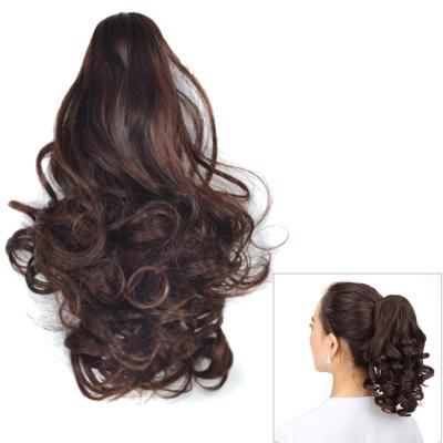 Natuurlijke korte krullend haar clip-on pear Blossom Roll paardestaart pruik (Marron)