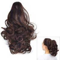 Natuurlijke korte krullend haar clip-on pear Blossom Roll paardestaart pruik (Marron)