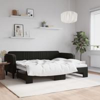 Slaapbank met onderschuifbed 80x200 cm fluweel zwart