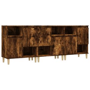 The Living Store Dressoir Houten Poten - 60 x 35 x 70 cm - Gerookt Eiken