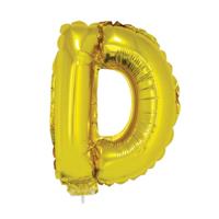 Folieballon letter D - 41 cm - goud - feestdecoratie - versiering
