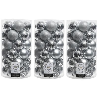 108x Kerstballen - zilver - 6 cm - kunststof - mix