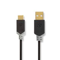 Kabel USB 2.0 | Type-C male - A male | 1,0 m | Antraciet - thumbnail