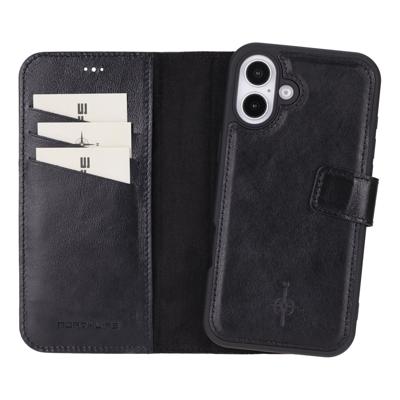 NorthLife iPhone 16 Plus - Leren Afneembare 2-in-1 bookcase telefoonhoes - Zwart