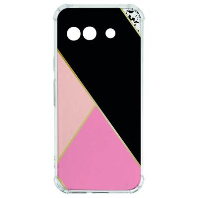 Google Pixel 9a Hoesje - Zwart Roze Vormen TPU Antishock Google Pixel 9a Hoesje - Zwart Roze Vormen TPU Antishock