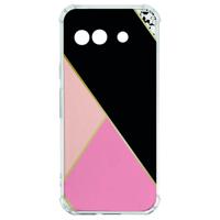 Google Pixel 9a Hoesje - Zwart Roze Vormen TPU Antishock Google Pixel 9a Hoesje - Zwart Roze Vormen TPU Antishock