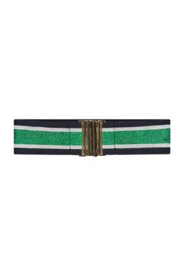 SA elastic glitter belt - dark blue/apple green - 07206