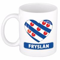 I Love hartjes vlag Friesland - koffiemok - beker - wit - 300 ml