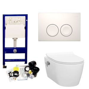 Geberit UP100 Toiletset set25 Idevit Alfa met Bidet Randloos met Delta drukplaat