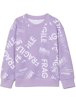 MM6 Maison Margiela Kids sweat à logo imprimé - Violet