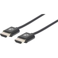 Manhattan 394352 HDMI-kabel HDMI Aansluitkabel HDMI-A-stekker, HDMI-A-stekker 1.00 m Zwart 4K UHD, Folie afscherming, Afscherming gevlochten, Rond, UL
