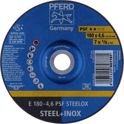 PFERD TOOLS 62017520 E 180-4,6 PSF STEELOX Afbraamschijf gebogen Diameter 180 mm Boordiameter 22.23 mm RVS, Staal 10 stuk(s)