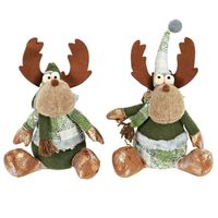 Decoratie Rendier Kerst Rendierduo Deurstopper 15 x 22 x 28 cm - Set van 2