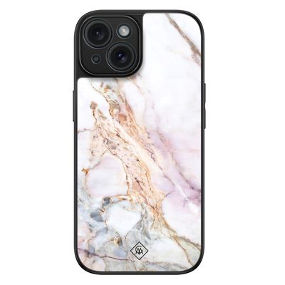 iPhone 15 glazen hardcase - Parelmoer marmer