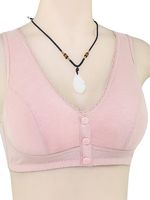 Ladies Soft Cotton Tank Top No Steel Rim Front Open Button Bra