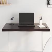 Tafelblad natuurlijke rand 80x60x(2-4) cm eikenhout donkerbruin