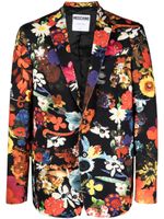 Moschino floral-print single-breasted blazer - Noir