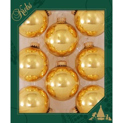 Krebs Kerstballen - 16x - topaas goud - glas - 7 cm - luxe glazen kerstversiering Krebs Kerstballen - 16x - topaas goud - glas - 7 cm - luxe glazen kerstversiering