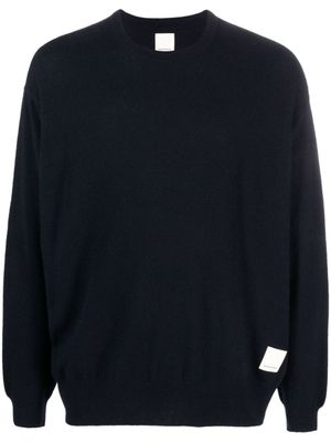 Emporio Armani pull en maille fine à patch logo - Bleu