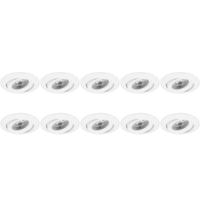 Ronde Aluminium Inbouwspot GU10 - 10 Stuks - Kantelbaar - Ø82mm - Wit