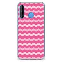 Huawei P30 Lite Doorzichtige Silicone Hoesje Waves Pink