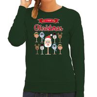 Foute Kersttrui/sweater voor dames - Kerst Wijn - groen - All I Want For Christmas Foute Kersttrui/sweater voor dames - Kerst Wijn - groen - All I Want For Christmas