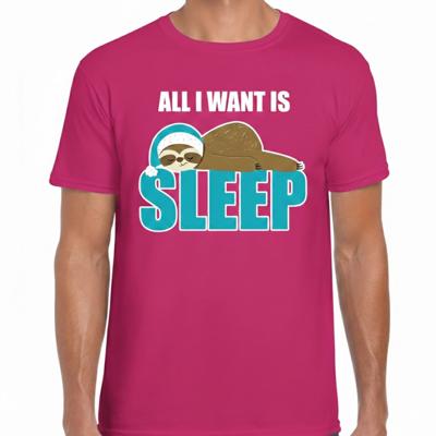Slaapshirt voor heren - All I want is sleep - pyjama - roze - Kerst slaapshirt Slaapshirt voor heren - All I want is sleep - pyjama - roze - Kerst slaapshirt