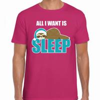 Slaapshirt voor heren - All I want is sleep - pyjama - roze - Kerst slaapshirt