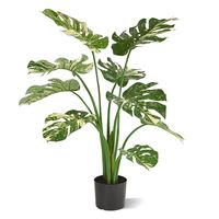Monstera Deliciosa kunstplant 95cm - groen/bont - thumbnail