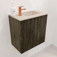 Toiletmeubel Mondiaz Joya Dlux | 40 cm | Meubelkleur Shadow | Faye wastafel Frappe Wasbak Rechts | 1 kraangat
