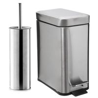 Zeller Badkamer/toilet accessoires - WC-borstel/pedaalemmer 5L- zilver - Toiletaccessoireset - thumbnail