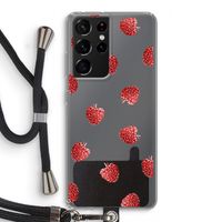 Framboosjes: Samsung Galaxy S21 Ultra Transparant Hoesje met koord